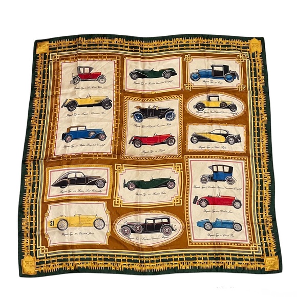 Vintage Ettore Bugatti Automobile Collectible Silk Scarf